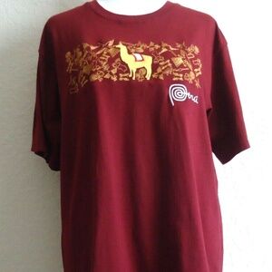 Peru Unisex T-shirt Burgundy Embroidery Logo Size-M